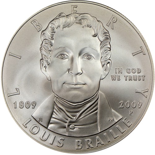 2009-P US Louis Braille Bicentennial Commemorative BU Silver Dollar  [US-MC-S1-09-P-LBB-BU] - Liberty Coin