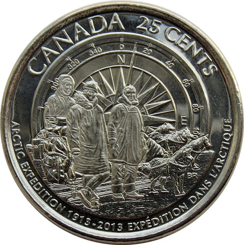 2013 Canadian Arctic Expedition Achievement Unfrosted Variety 25 Cent Coin. 