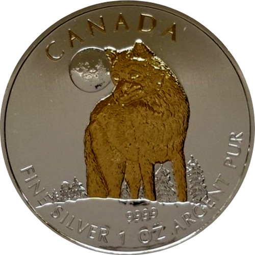GOLD AKA LOBO GREY  COIN 1-OZ..9999 PURE 2011 5 $ CANADA ELIZABETH II  WOLF 