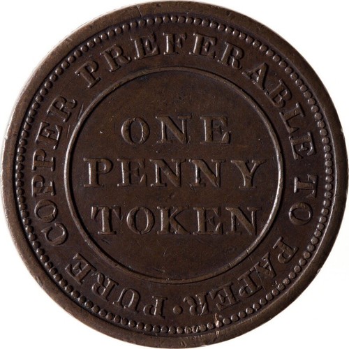 1813 One Penny Token Stockton Christopher & Jennett