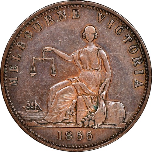 Australian 1 Penny Private Token issues 1855 KM Tn55