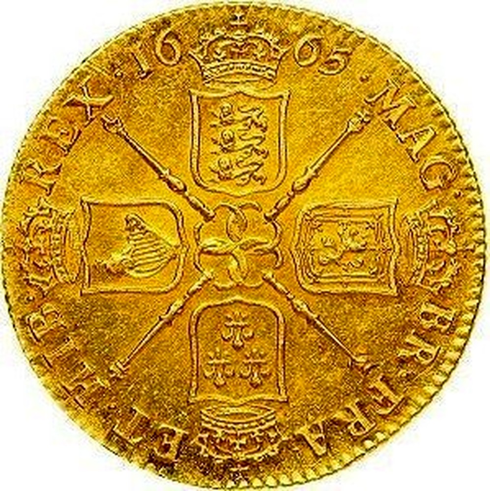 Great Britain Gold 2 Guineas "Charles II" 1664 coin value KM 425.2