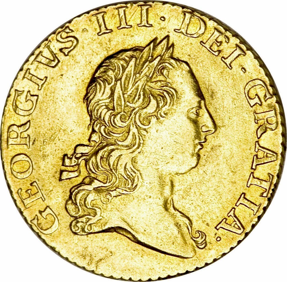 1/2 Гинея. GEORGIVS 3. Гинея Британия. 1/2 Монета 1774.