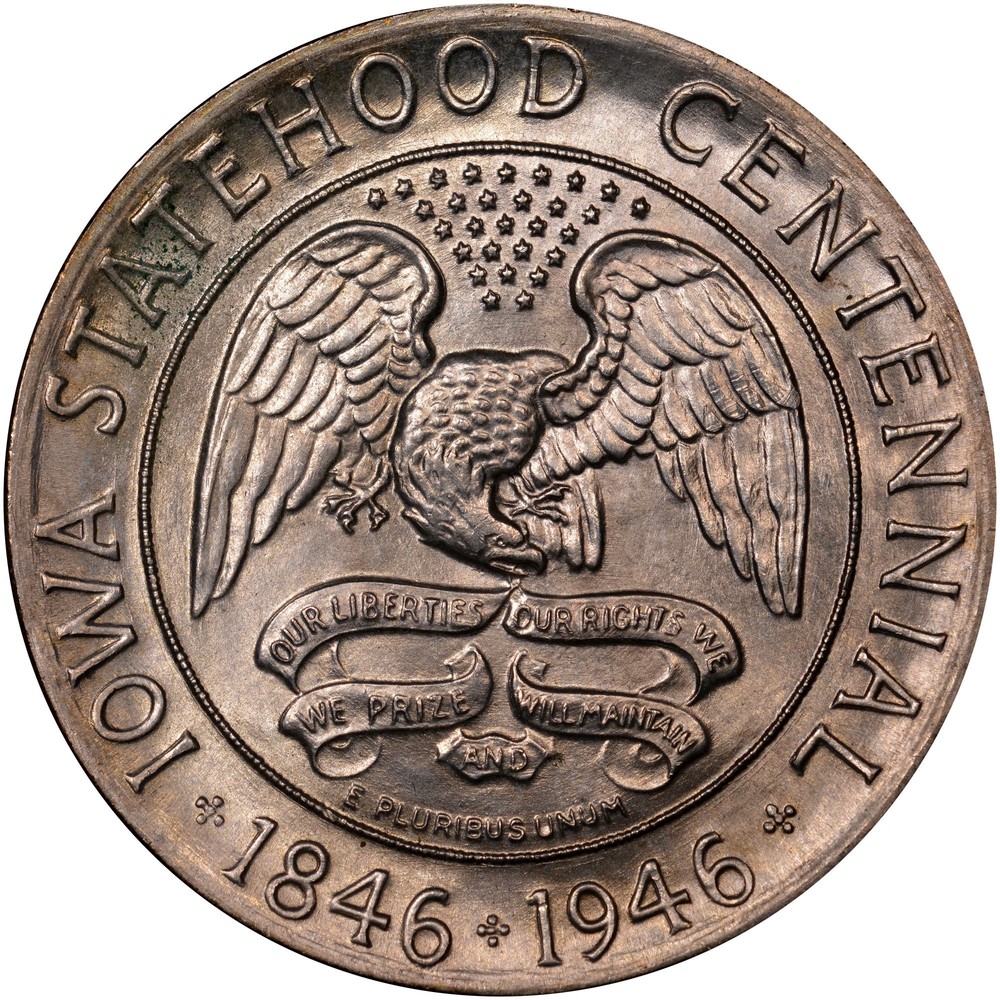 USA Silver Half Dollar "Iowa Statehood Centennial" 1946 coin value KM