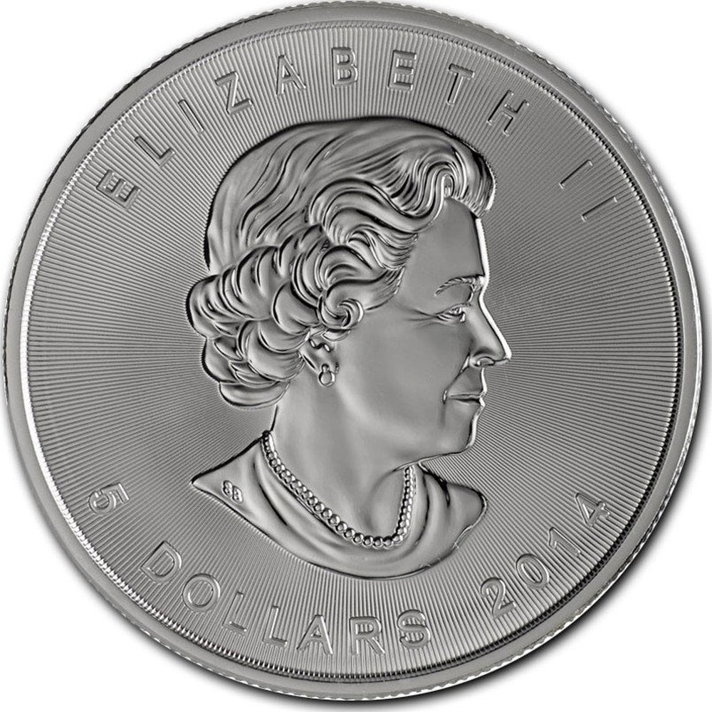 1-OZ.9999 FINE 2014 CANADA 5 DOLLAR EAGLE QUEEN ELIZABETH II SILVER COIN GOLD 