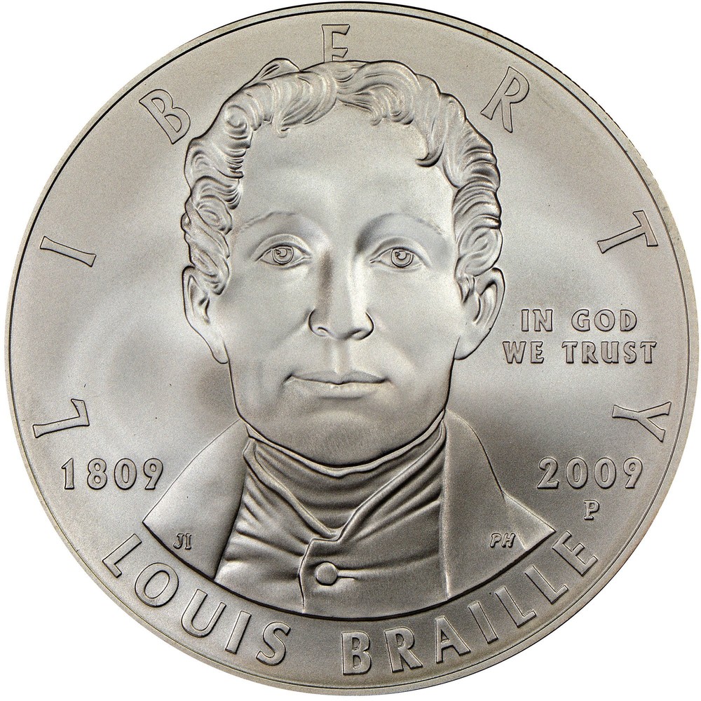 2009 Louis Braille Bicentennial Silver Dollar