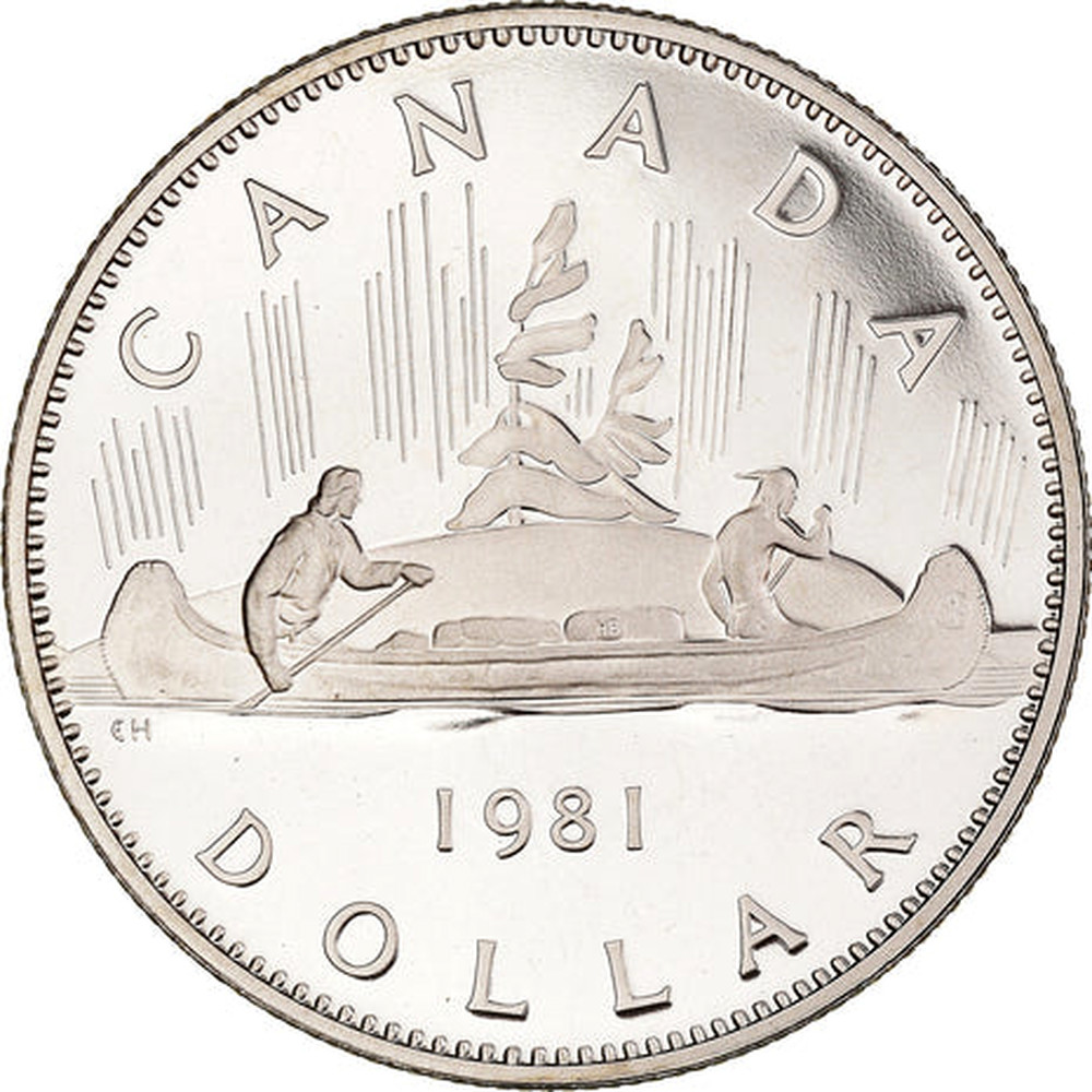 1 PC XF Canada Dollar Nickel Coin Elizabeth II Voyageur travelling by canoe 