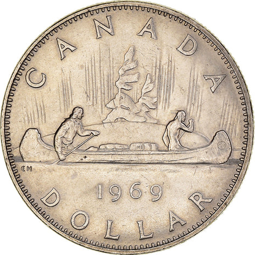 K Nickel 1969 One Dollar Coin ELIZABETH II CANADA 