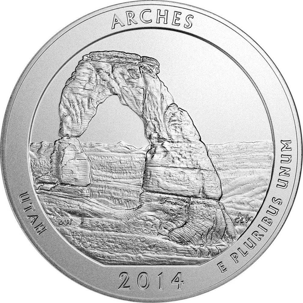 3 Coins US National Park Quarter Arches 2014-P D S  BU Mint State