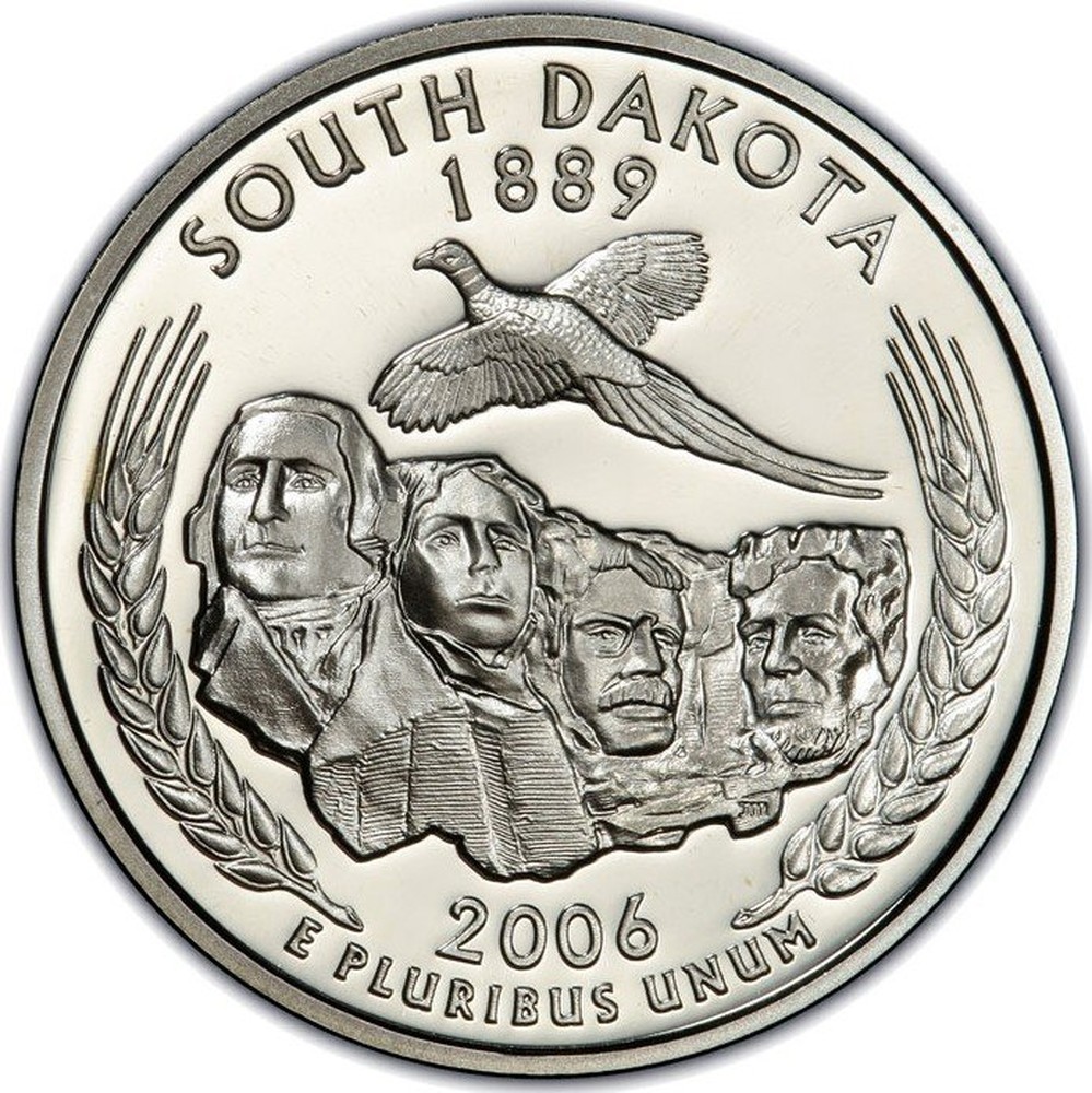 Четверть доллара монета. United States of America монета. США монеты 2006 South Dakota. 25 Центов США Mount. Birds монеты
