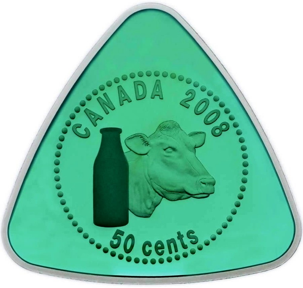 Canada 2008 Milk Delivery Dairy Token 50 Cents Triangle Enamel Silver Proof 