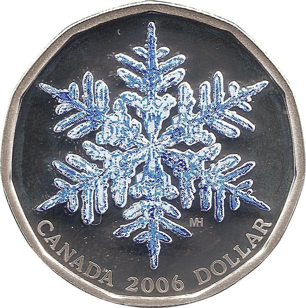 Ice coin. 1 Доллар Канады 2006 серебро. Доллар Снежинка. Снежинки из доллара.