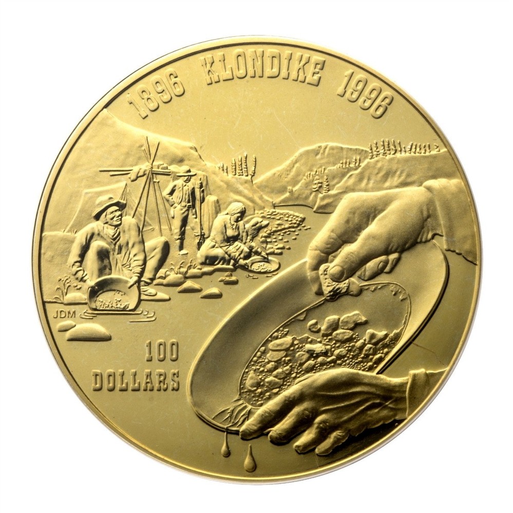 Canadian Gold 100 Dollars "Klondike" 1996 coin value KM 273