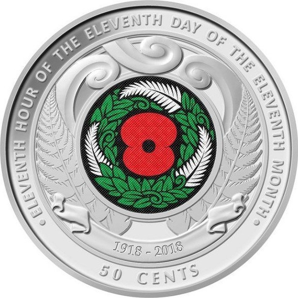 New Zealand 50 Cents Centenary Of The 1918 Armistice 18 Coin Value Coinscatalog Net