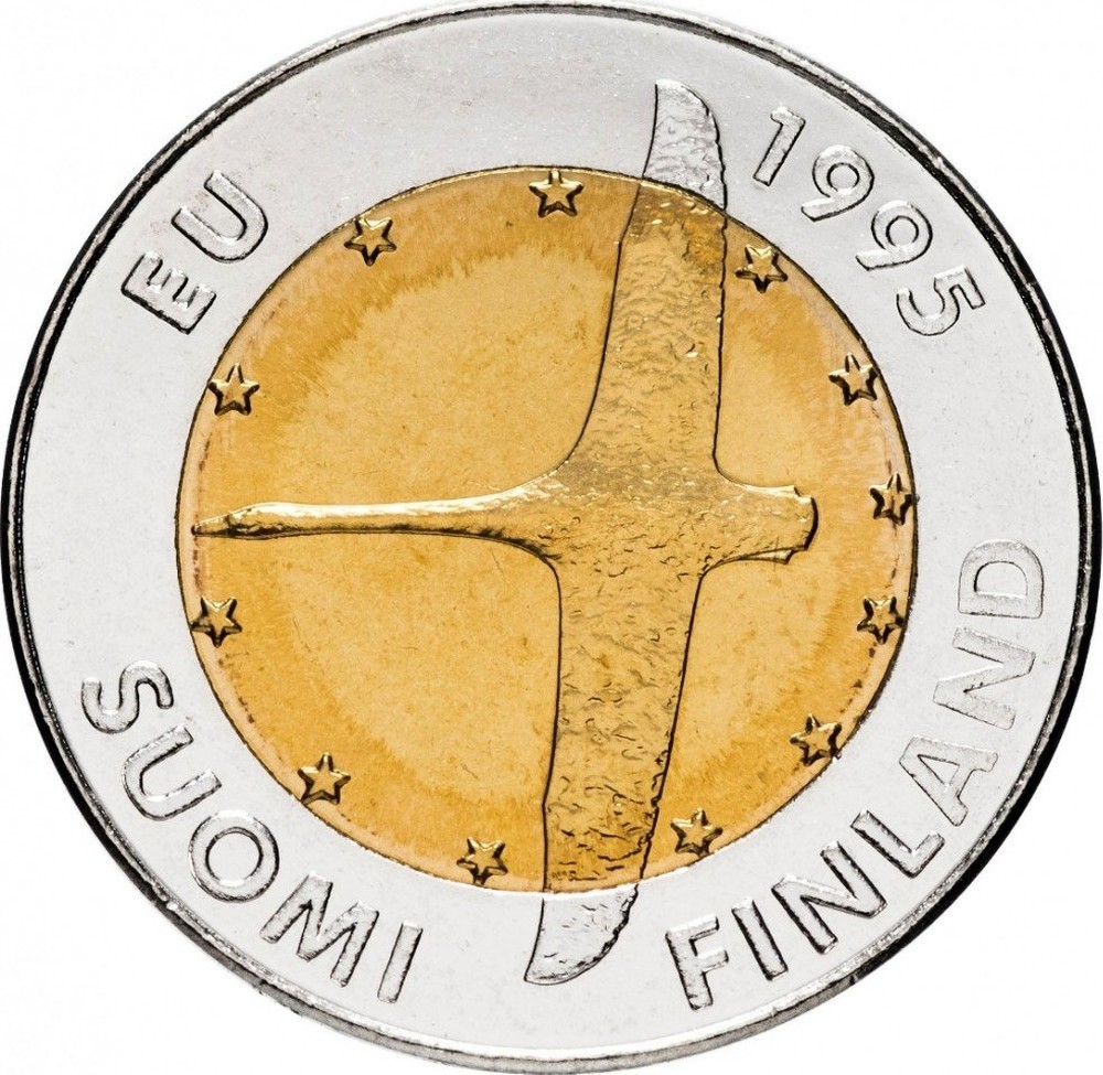 Финляндия 10 марок 1995 вступление Финляндии в Европейский Союз