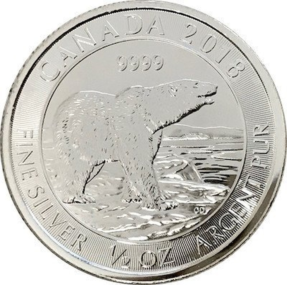 2018 Canada Polar Bear 1/2 oz .9999 Silver $2 Two Dollars Coin Canadian Gem Unc 