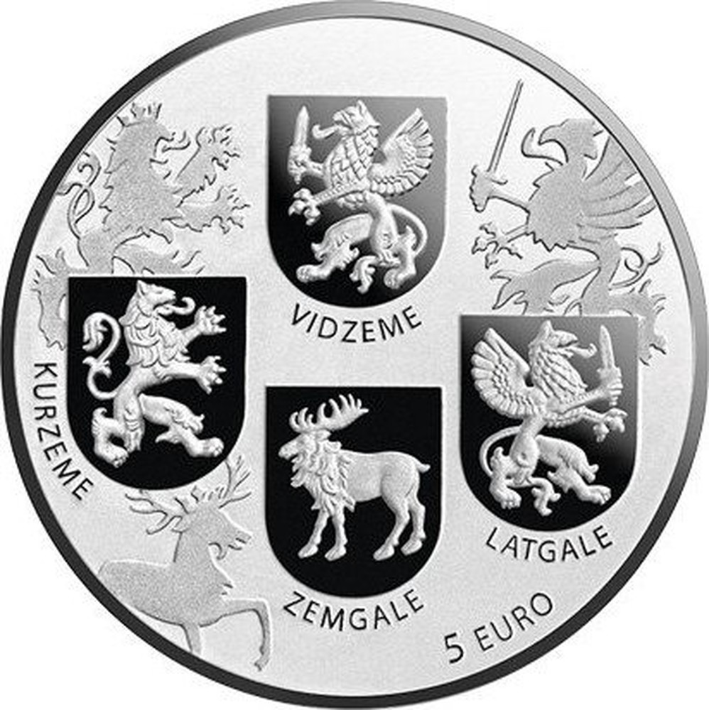31,47 Size Silver PP in Case Latvia 5 Euro 2018-my Latvia 