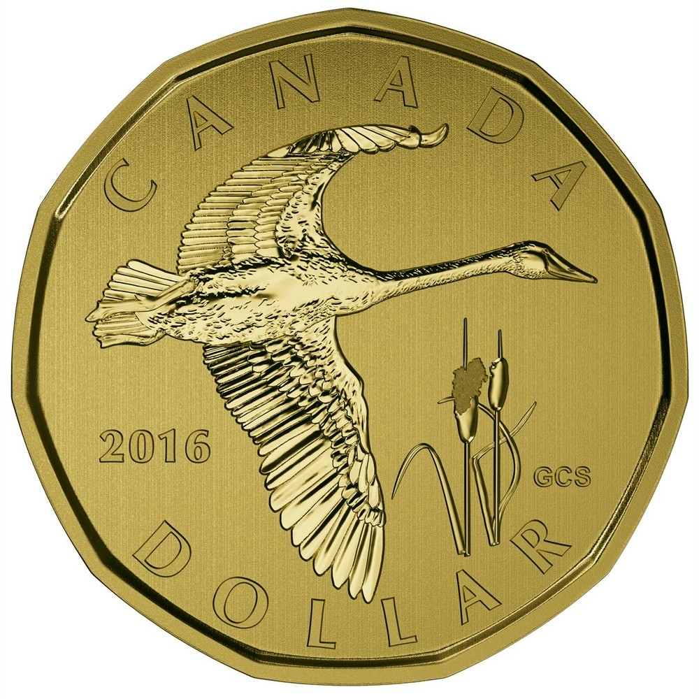 Canadian Dollar "Tundra Swan Loonie" 2016 coin value KM 2088