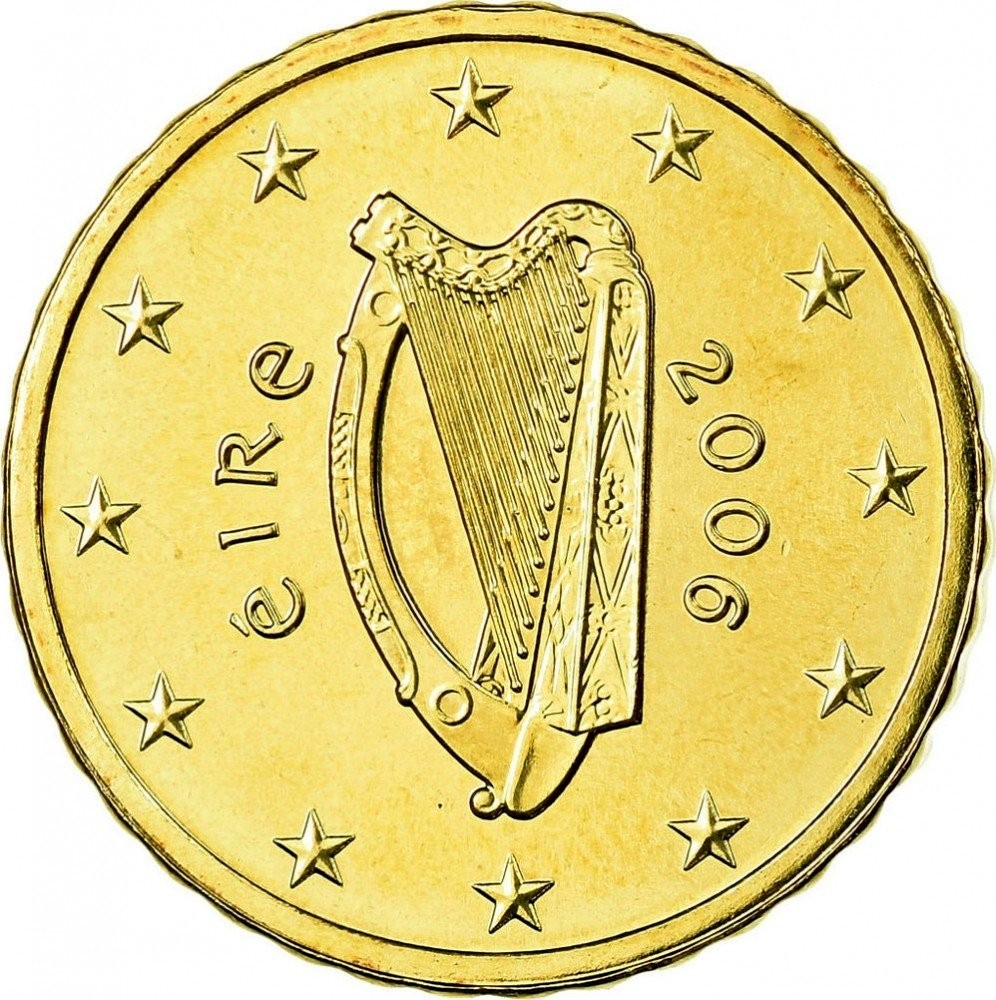 Irish 10 Euro Cent 1st map 2002-2006 KM# 35