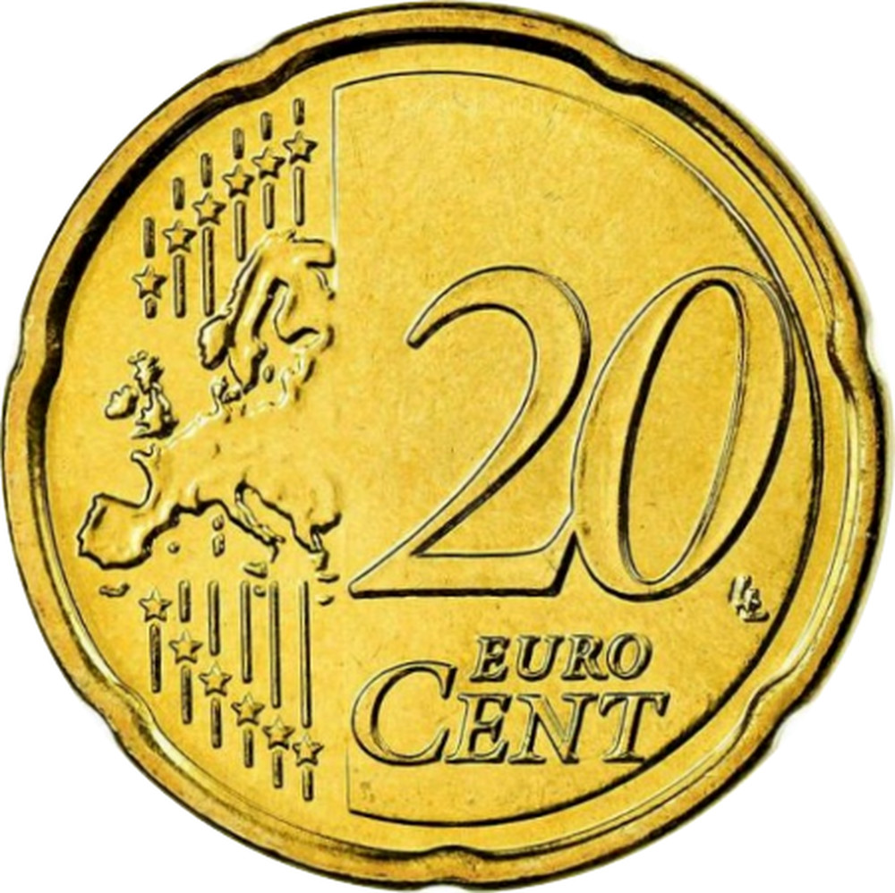 20 Евроцентов в рублях 1999 года.