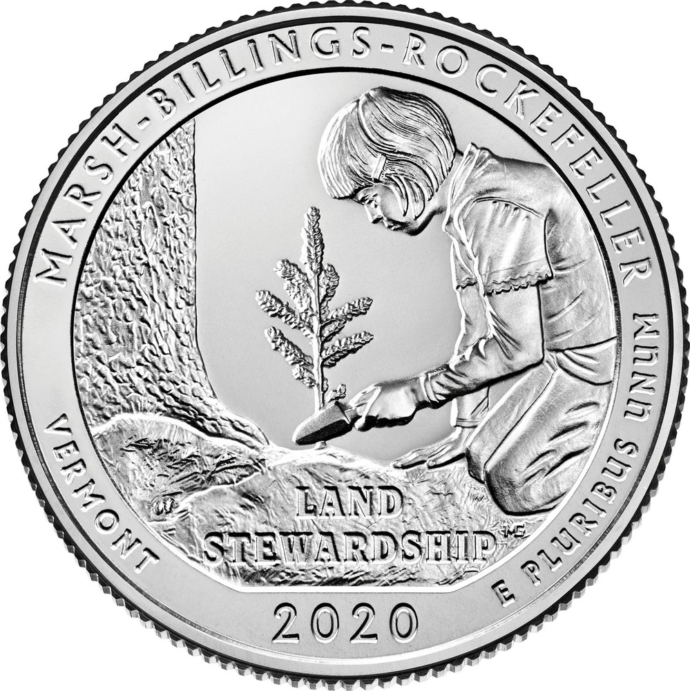 USA Silver Quarter Dollar "Land Stewardship" 2020 coin value