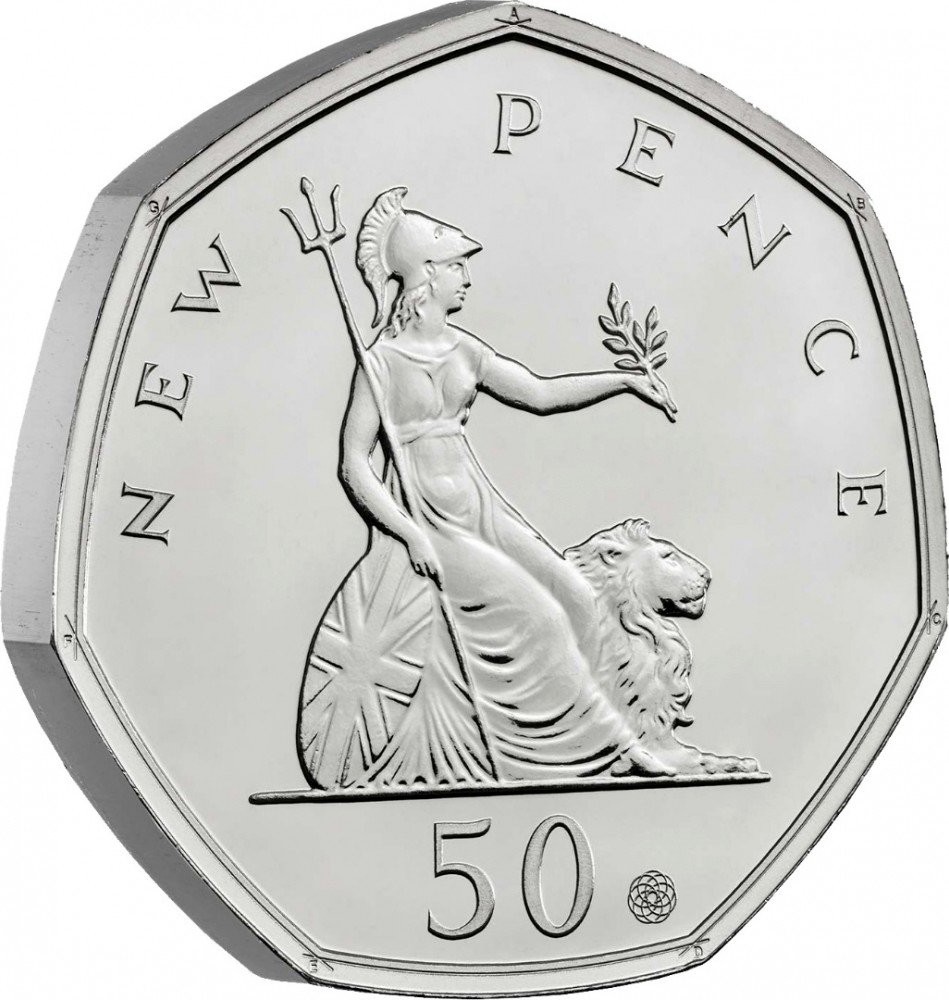 Great Britain Fifty Pence "Britannia revised inscription" 1998-2009 ...