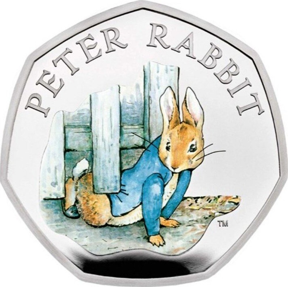 Great Britain Silver 50 Pence "Peter Rabbit Colored" 2020 coin value