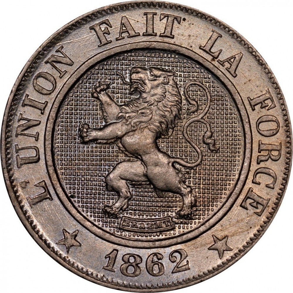 Belgium 1861 Ten Centimes Coin.