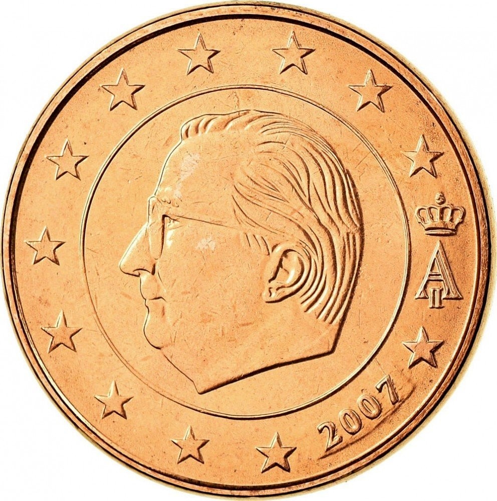 BELGIUM KINGDOM 5 EURO CENTS 1999 UNC ALBERT II,HEAD LEFT WITHIN INNER CIRCLE,ST 