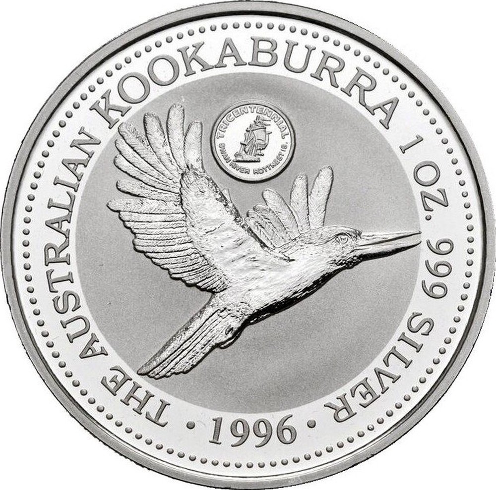 Australian 1 Oz Silver 1 Dollar "The Australian Kookaburra" 1996 coin