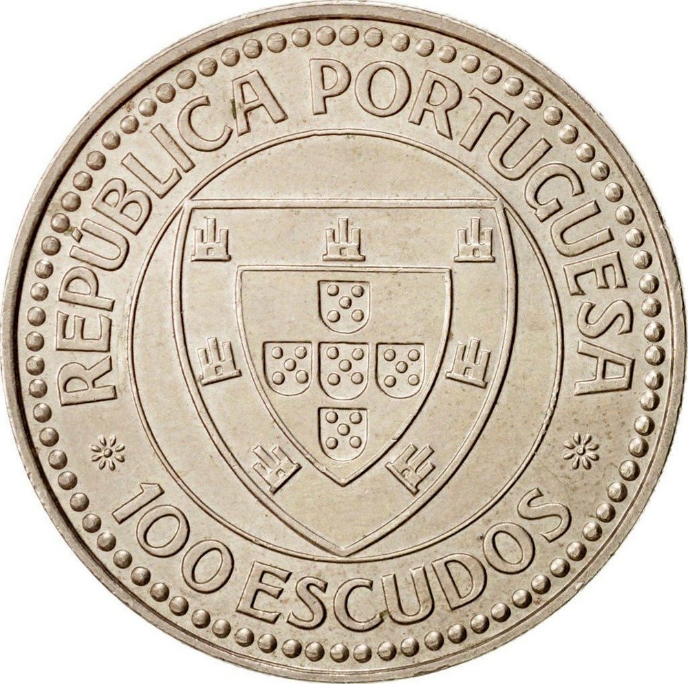 Эскудо португалии. 1987 Portugalija 100 ESC Cabo Bojador serebrjanaja