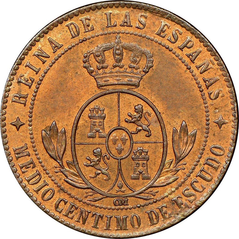 Монета испании 4. Мадрид монета красная. Монеты Испании 1850-1950.