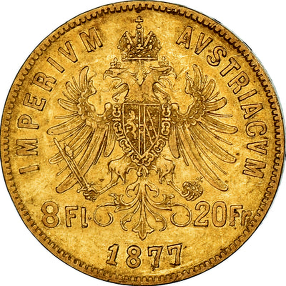 Austrian Gold 8 Florins 20 Francs 