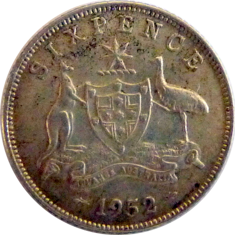 vask overholdelse uudgrundelig Australian Silver Sixpence "Coat of Arms" 1950-1952 coin value KM# 45 |  coinscatalog.NET