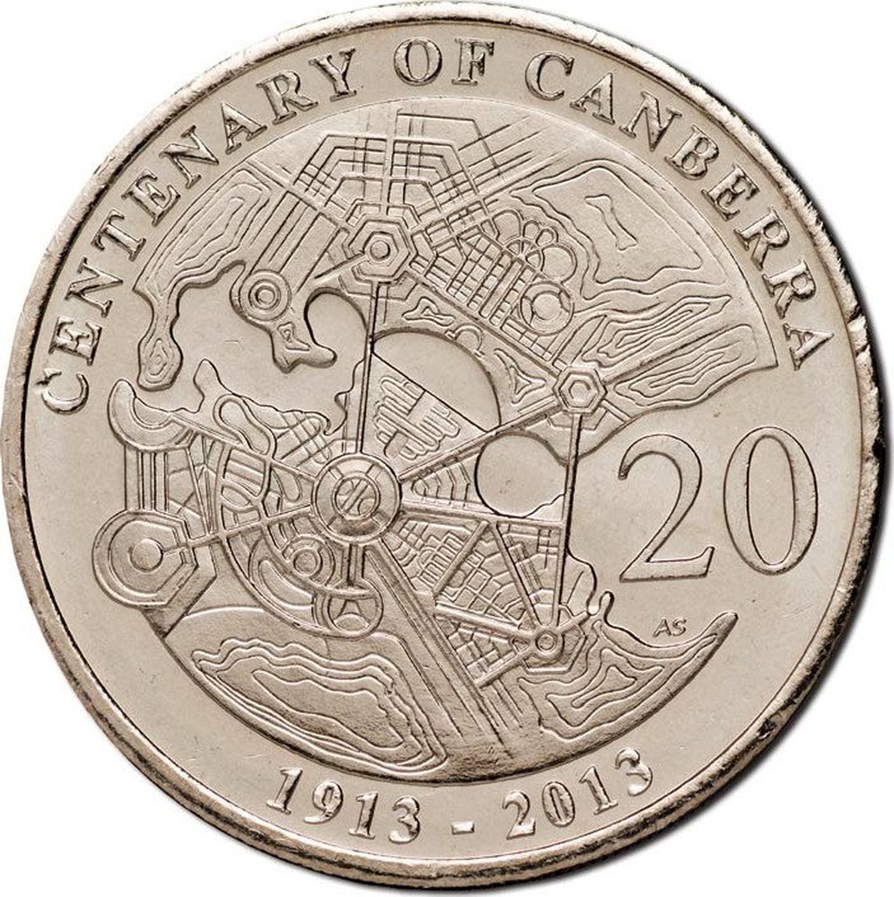 Australian 20 Cents Centenary Of Canberra 2013 Coin Value Km 2080 Coinscatalog Net