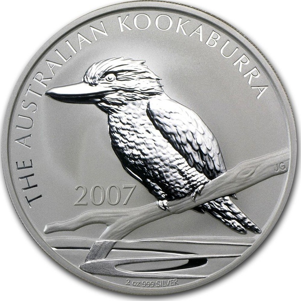 2007 Australia 2 oz Silver Kookaburra from mint roll, 13,938 mintage