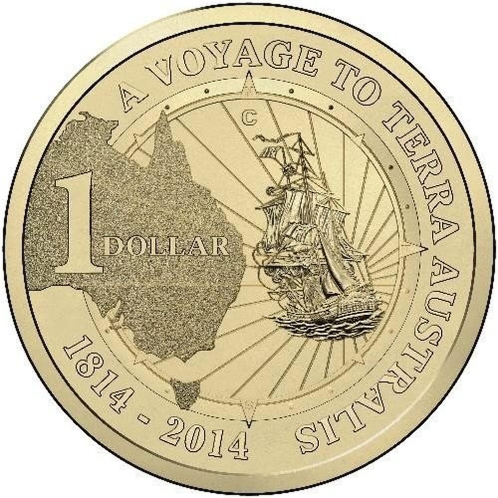 2014 A Voyage to Terra Australis Australian Dollar Canberra " C " $1 Coin 