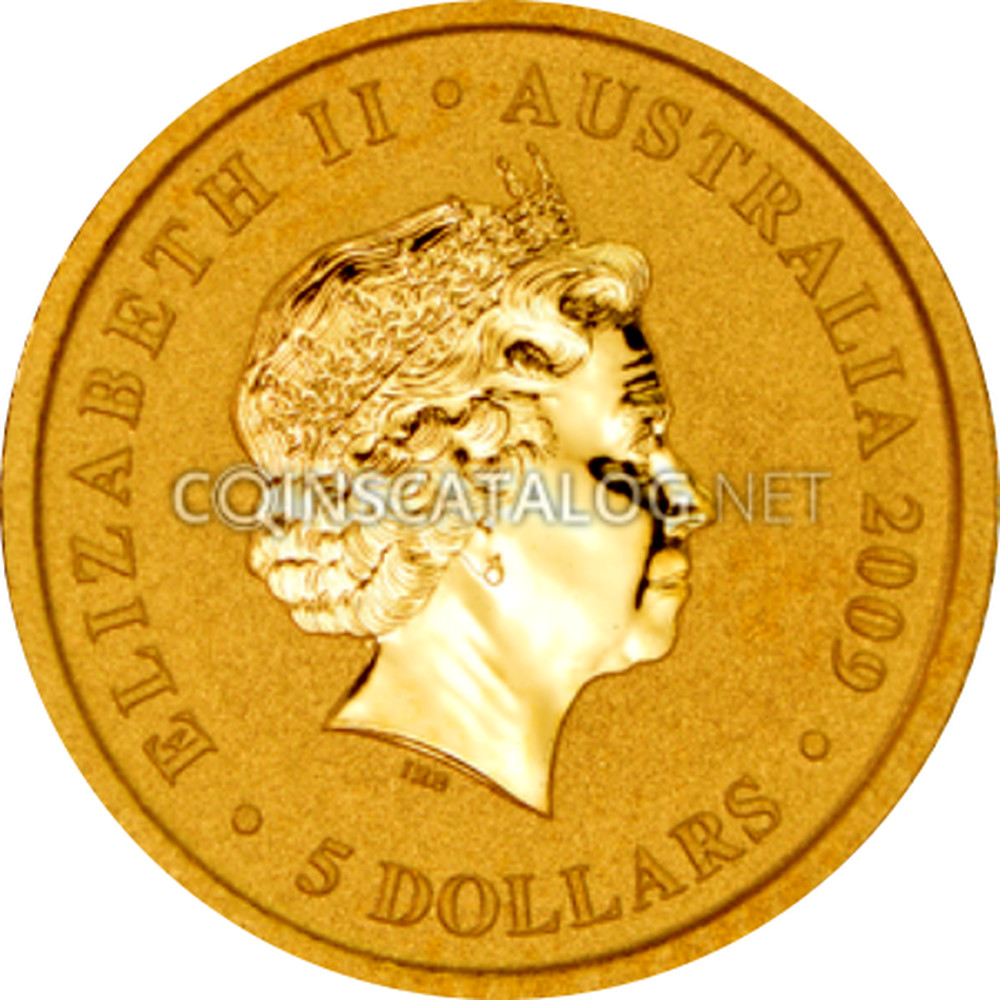 Australia 5ドル金貨 エリマキトカゲ 2009年 オーストラリア 1/25oz 1/25オンス エリザベス2世