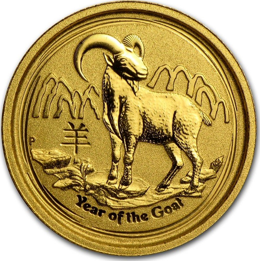 2015-P $5 1/20oz Gold Australian Year of the Goat .9999 fine BU 