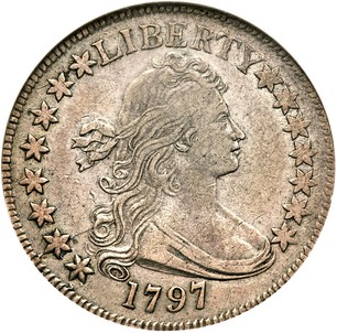 1797 DRAPED BUST 1C, REV OF 1797, STEMS