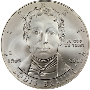  2009 Louis Braille Bicentennial Proof Silver Dollar $1 Mint  State US Mint : 藝術古董收藏