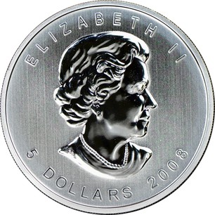 Canadian 1 Oz Silver 5 Dollars 