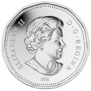 DOUBLE DATE 2012 CANADA 25TH ANNIVERSARY LOONIE PROOF SILVER WITH GOLD PLATING