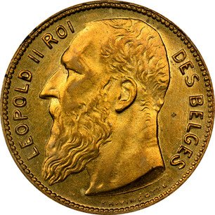 Belgian 1 Franc "Leopold II - Pattern" 1902 KM# Pn107 | Coinscatalog.NET