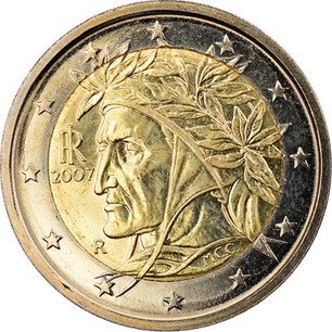 Italy 2006 r 2 discount euro bimetallic coin dante alighieri