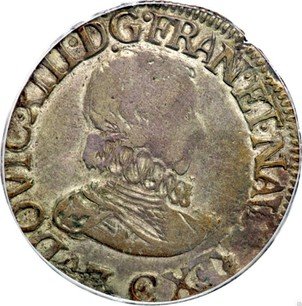French Silver 1/2 Franc "Louis XIII" 1616-1623 KM# 77.2 | coinscatalog.NET