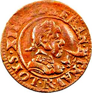 French Copper Double Tournois "Louis XIII. Villeneuve Mint. 1st Type