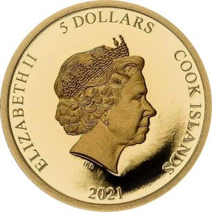 Cook Islands Gold 5 Dollars "Elizabeth II Ruffed Grouse" 2021