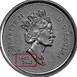 Ilustración de las diferencia de la moneda Céntimo de Plata "Jubileo de Oro de Isabel II" 2002 KM# 445a