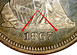 Ilustración de las diferencia de la moneda Cuarzo de plata. Dol. "Libertad Sentada" 1866 - 1873 KM# 98